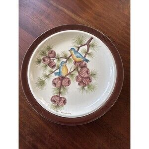 Casual Classic Stoneware 117 Chocolate Mousse 10.5 Inch Dinner Plate With Birds